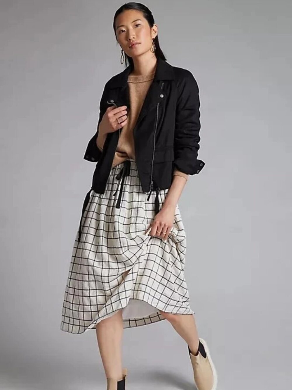 Marrakech Anthropologie Black Lyocell Moto Utility Jacket Size M Asymmetric Zip